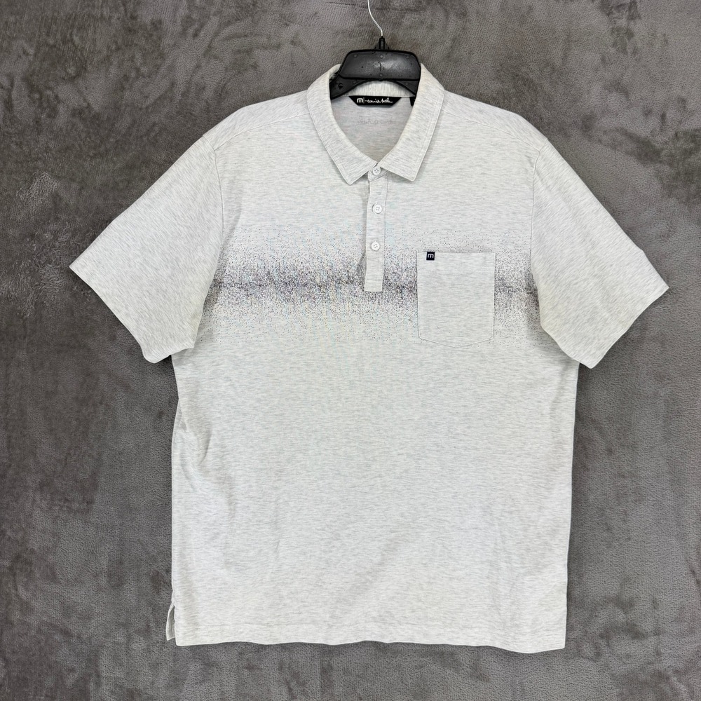 TravisMathew Polo Shirt Mens XL Grey Short Sleeve Pima Cotton Blend EUC